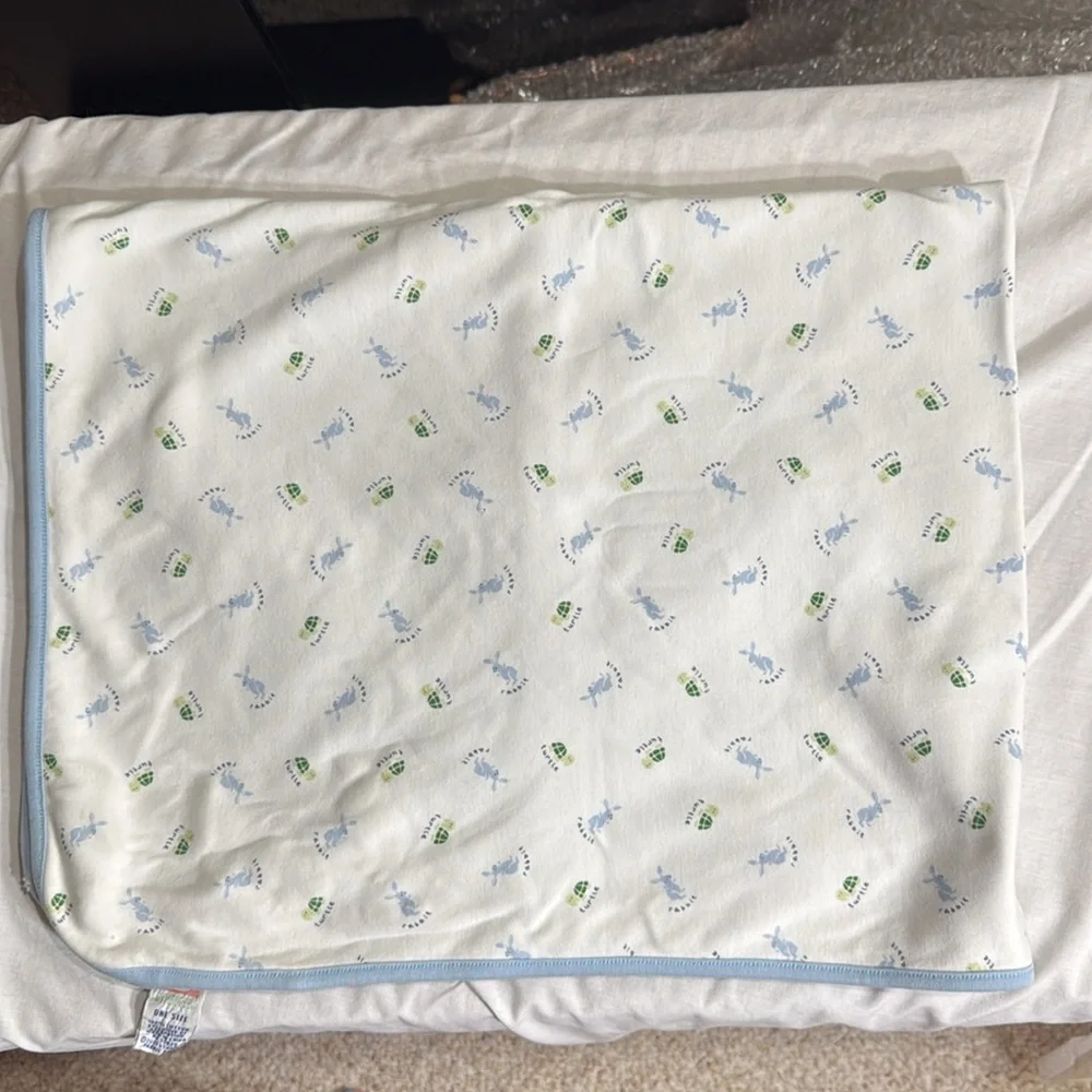 Vintage Gymboree Baby Blanket with Embroidered Design - Blue and Green
